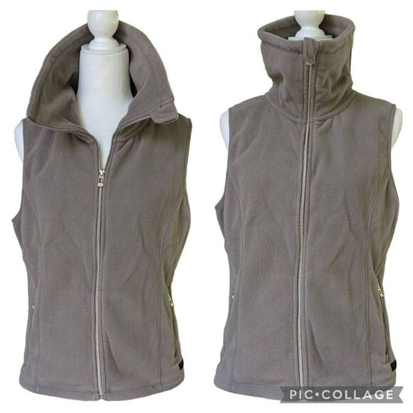 Calvin Klein Performance Women Tan Brown Full Zip Fleece Vest Pockets Size L - Picture 1 of 9